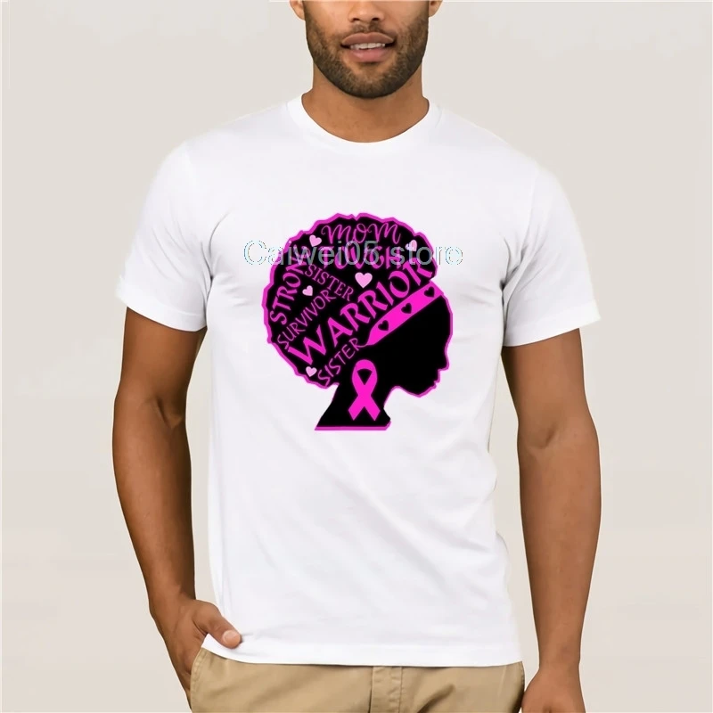 New fashion trend Breast Cancer Warrior T shirt Black Women African American-Colonhue Top Men's T-shirt | Мужская одежда