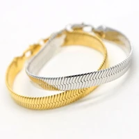 10mm wide flat snake bone chain yellow white gold filled dense herringbone chain link bracelet for men