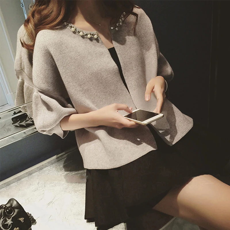 

2018 Women Knit Cardigan Sweater Coat Female Fashion Knitted Short Jacket