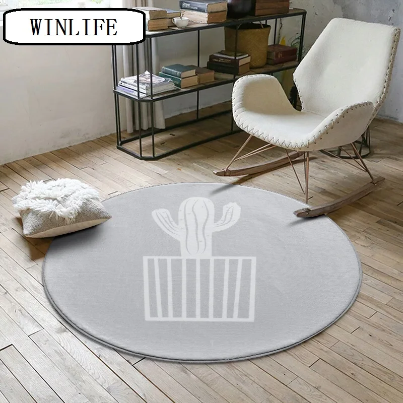 WINLIFE Modern Cartoon/Geometric Carpets Tea Table Mats Round Area Rugs Anti-Skid For Living Room/Bedroom/Hotel/Yoga Play | Дом и сад