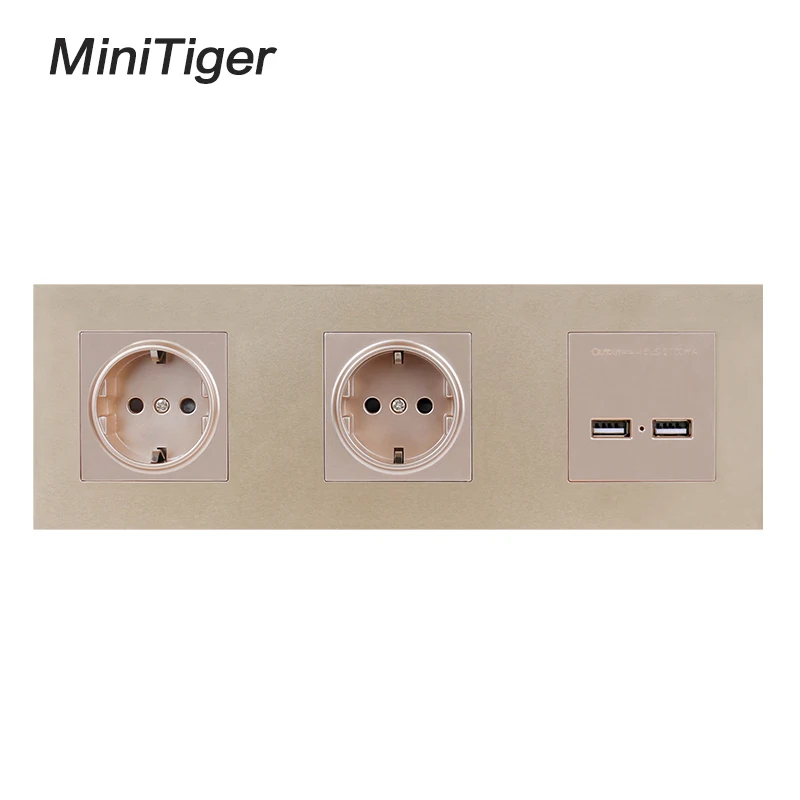 Minitiger настенный ПК панель двойная розетка 16А ЕС электрическая двойной USB умный