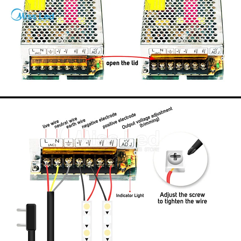 Оптовая продажа 12 V 1A/3A/5A/6.5A/8.5A/10A/12.5A/15A/16.5A/20A/25A/30A/40A/50A/60A переключатель светодиодный