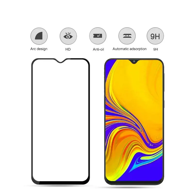 Для Samsung Galaxy A30 9H полное покрытие закаленное стекло Защита экрана для A50 M20 M10