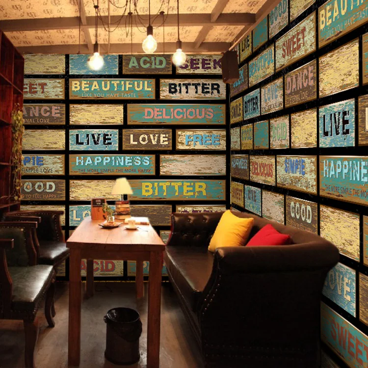

Custom mural Retro brown wood mural coffee bar Internet cafe clothing shop restaurant decoration stereo square wallpaper mural
