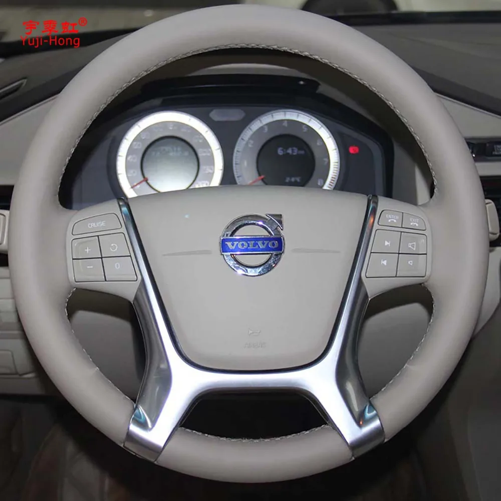 Yuji-Hong Чехлы рулевого колеса автомобиля чехол для VOLVO S80 S80L XC60 2010-2013 натуральная кожа Авто покрытие ручной работы автомобиля-Стайлинг