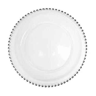 10inch 27cm silver Скандинавские креативные бусины с золотыми краями и серебристыми краями роскошный стиль простой дизайн стеклянная тарелка для стейка основная тарелка 12 дюймов - Цвет: 10inch 27cm silver