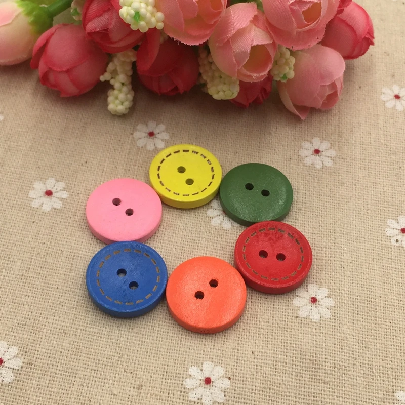 Деревянные ручные кнопки конфетного цвета пальто два отверстия 20 мм Швейные