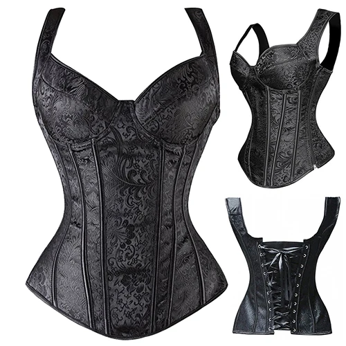 5846 Vest Black SAYFUT, Женский Готический жаккардовый корсет на бретельках, корсет-бюстье для похудения, стимпанк корсет, корсет для талии, сексуальное нижнее белье - Цвет: 5846 Vest Black