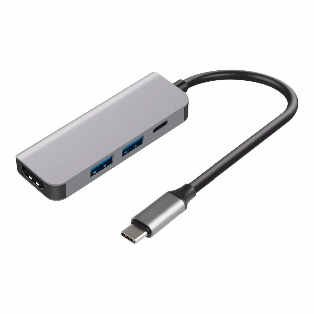 Тип C концентратора до 4K HDMI совместимых с PD и два USB-A 3 0 ключ для ноутбука или