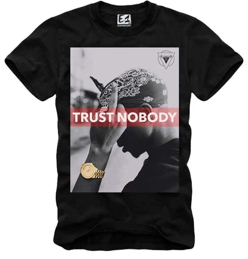 

2019 Summer Hot Sale Tee Shirt T-SHIRT 2PAC TRUST NO ONE NOTORIOUS BIG BLACK Cotton T-shirt