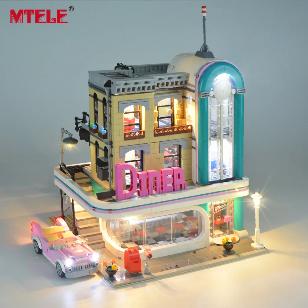 MTELE бренд светодиодный светильник Up Kit Игрушка для 10260 вниз город Diner Creator город уличный светильник ing комплект совместим с 15037