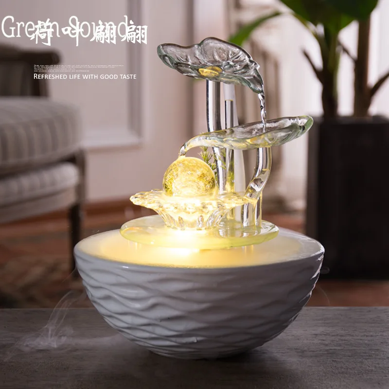 Стеклянный фонтан для воды Фэн Шуй керамика цветок настольные фигурки