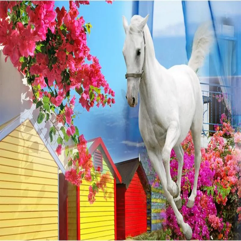 Большие пользовательские обои beibehang греческая средиземноморская Белая лошадь