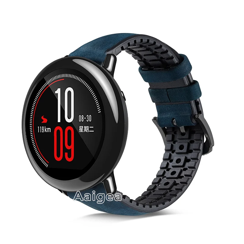 Matte Blue Модный кожаный силиконовый ремешок для часов Ремешок Для Xiaomi Huami Amazfit PACE Смарт часы замена 22 мм браслет для ремня браслет - Цвет: Matte Blue