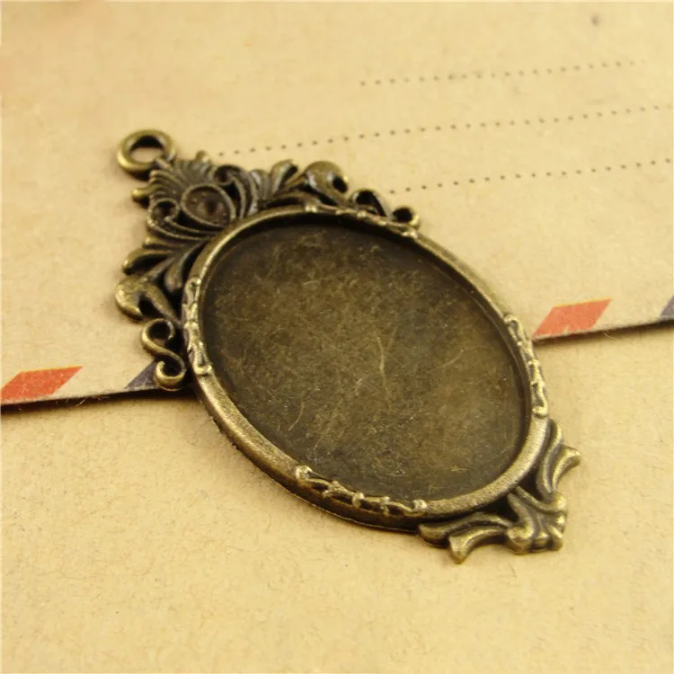 antique bronze 10 шт./партия Dia.18* 25 мм винтажный цветок кулон настройки пустая опорная рамка лоток стекло кабошон камея для находки для ожерелья своими руками - Цвет: antique bronze