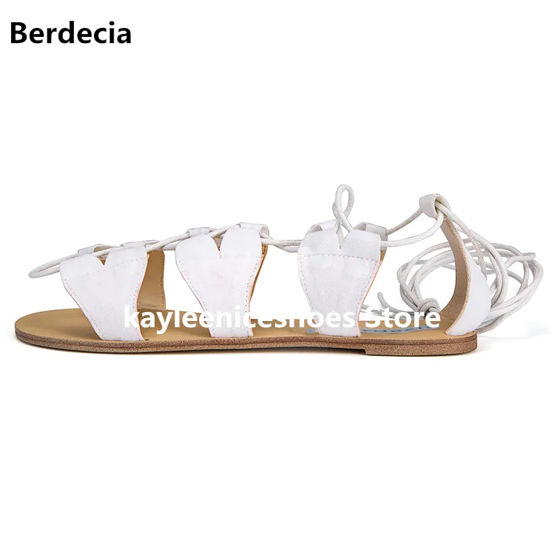 Berdecia белый в богемном стиле туфли на плоской подошве Летние женские сандалии