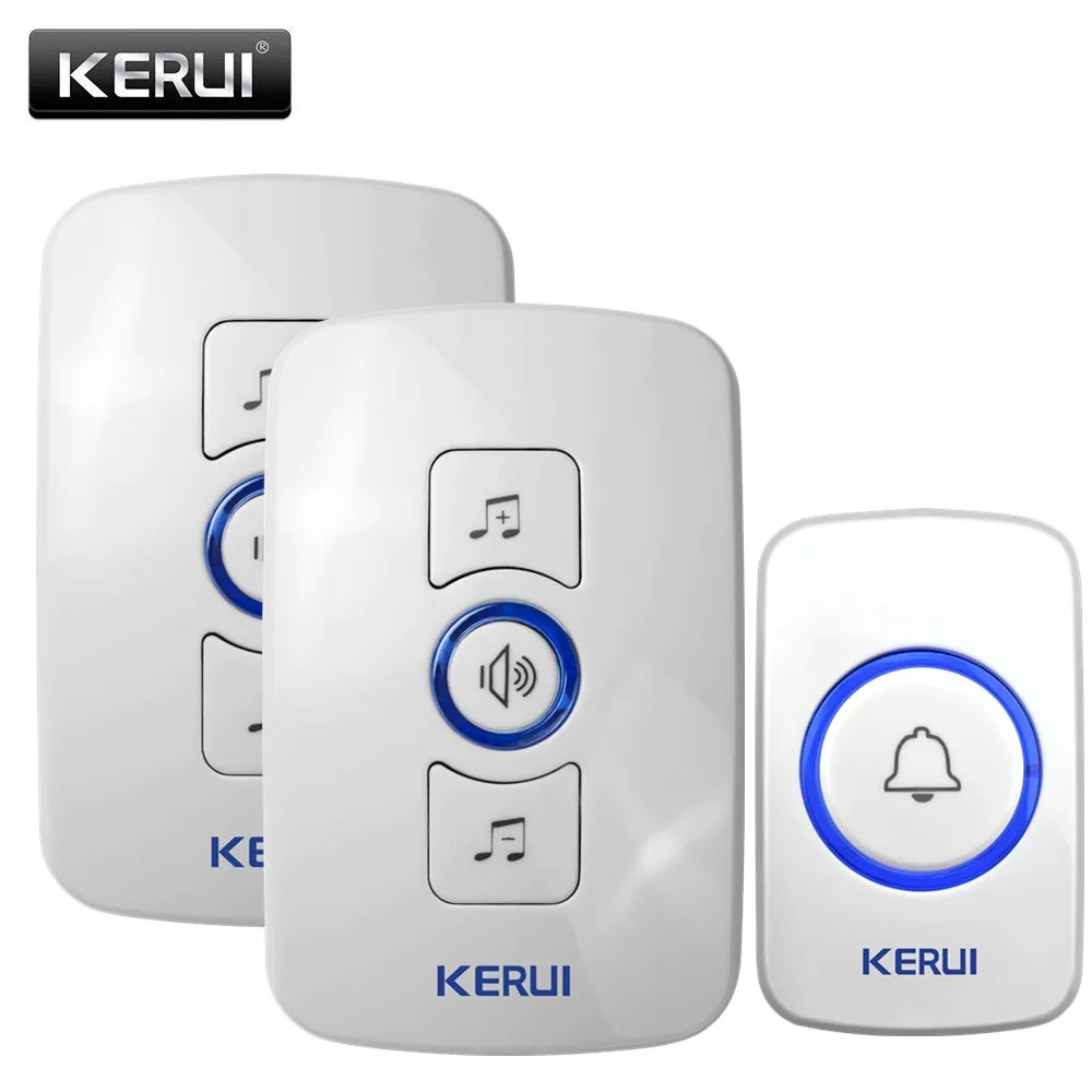 2 Receiver 1 Button KERUI Белый ЕС Plug-in 220 В AC цифровой светодиодный 36 шнур песня музыка 500ft диапазон беспроводной пульт дистанционного управления домашний дверной звонок - Цвет: 2 Receiver 1 Button
