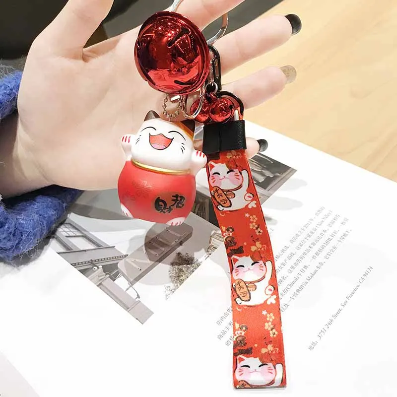 Прекрасный брелок колокольчики с изображением из мультфильма Lucky Cat, брелок для автомобиля, сумка для авто, брелок для ключей, держатель для женщин, подарок, кошелек, подвеска, ювелирные изделия - Цвет: type 5