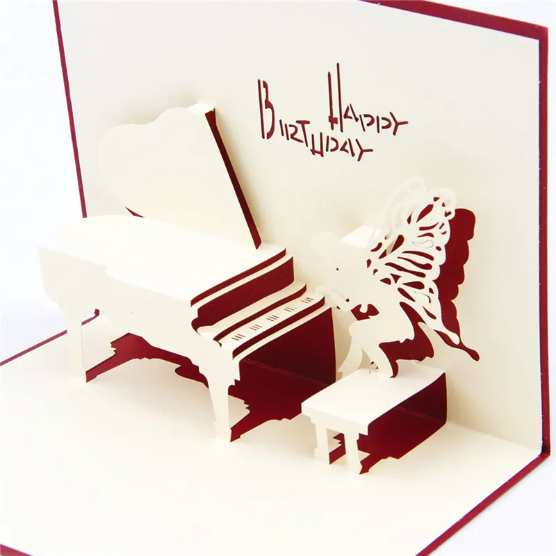 1 предмет Поздравительные открытки Пианино музыка Бумага Вырезка карты