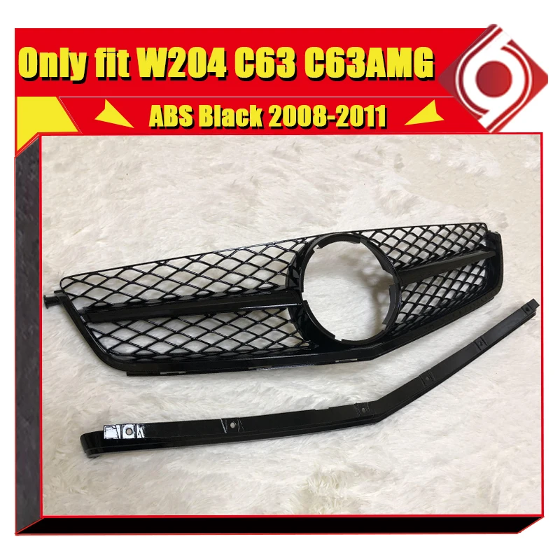 Подходит только для W204 C63 C63AMG ABS Черная Спортивная Передняя решетка гриля C class C180