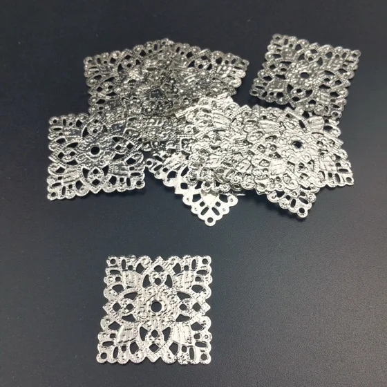 rhodium 30mm 20pcs Филигранные квадратные обертки Разъемы Фурнитура для украшений Обертывания Разъемы для изготовления ювелирных изделий DIY - Цвет: rhodium 30mm 20pcs
