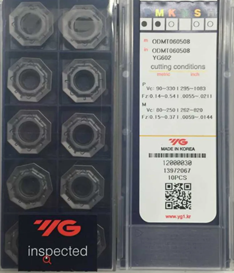 ODMT060508 YG602 50 шт Корея YG-1 твердосплавные вставки обработка: нержавеющая сталь, сталь, чугун и т. д