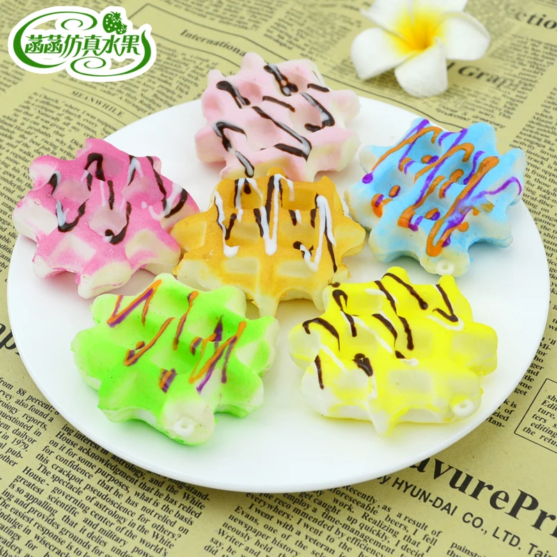 

Artificial bread waffle fruit jam cake bread mcmuffins model dessert props