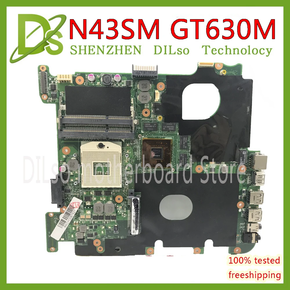 KEFU N43SM материнская плата для ASUS N43S N43 N43SL N43SV HM65 Материнская ноутбука GT630M тестовая