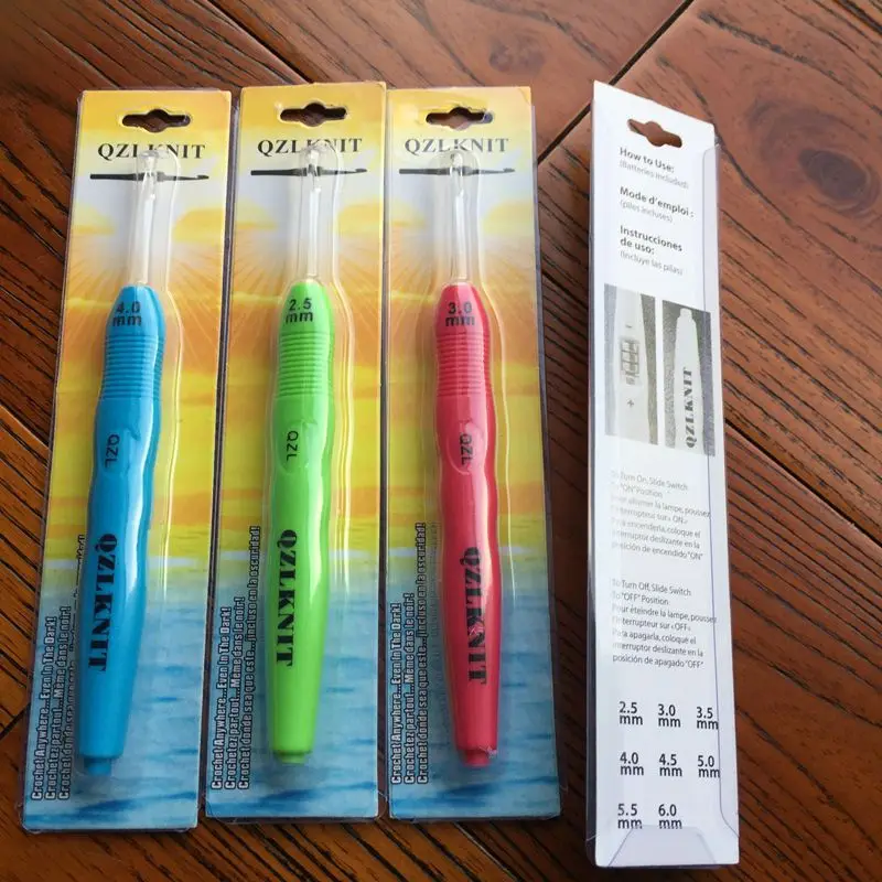 

1 шт., вязальные крючки с подсветкой, 2,5-6,5 мм