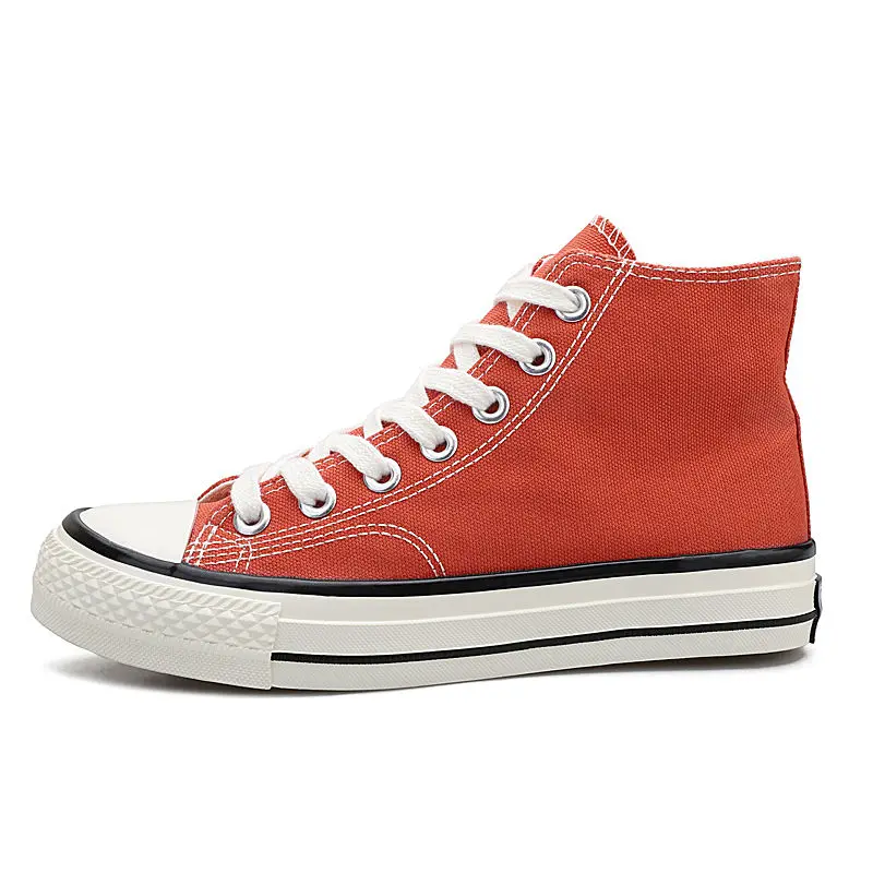 Orange Red X/Лидер продаж; сезон весна-лето; удобная женская обувь из вулканизированной кожи; Повседневные Классические высокие женские парусиновые кроссовки; espadrille mujer - Цвет: Orange Red
