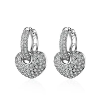 new 925 sterling silver fashion heart shiny zircon ladies stud earrings for women jewelry wholesale wedding gift drop shipping