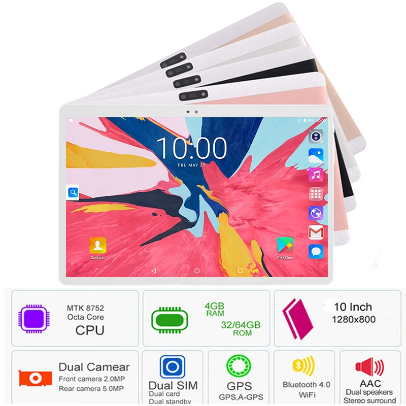 Новый планшет Tab 10 дюймов Восьмиядерный 64 Гб Andorid 8 0 1 4 RAM 1280X800 IPS две sim карты
