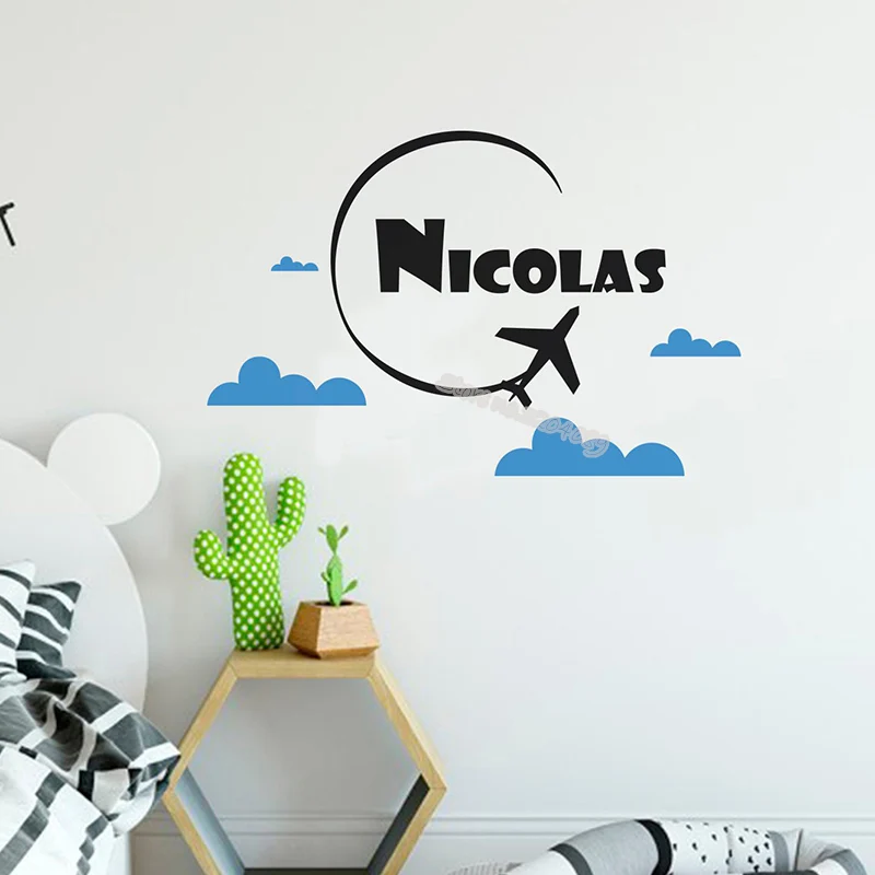 Персонализированные настенные наклейки с именем самолета на заказ декор для