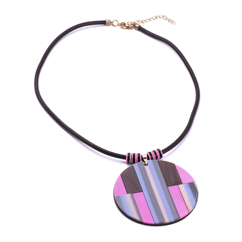 Модные коричневые кожаные ожерелья ручной работы шикарные круглые резиновые