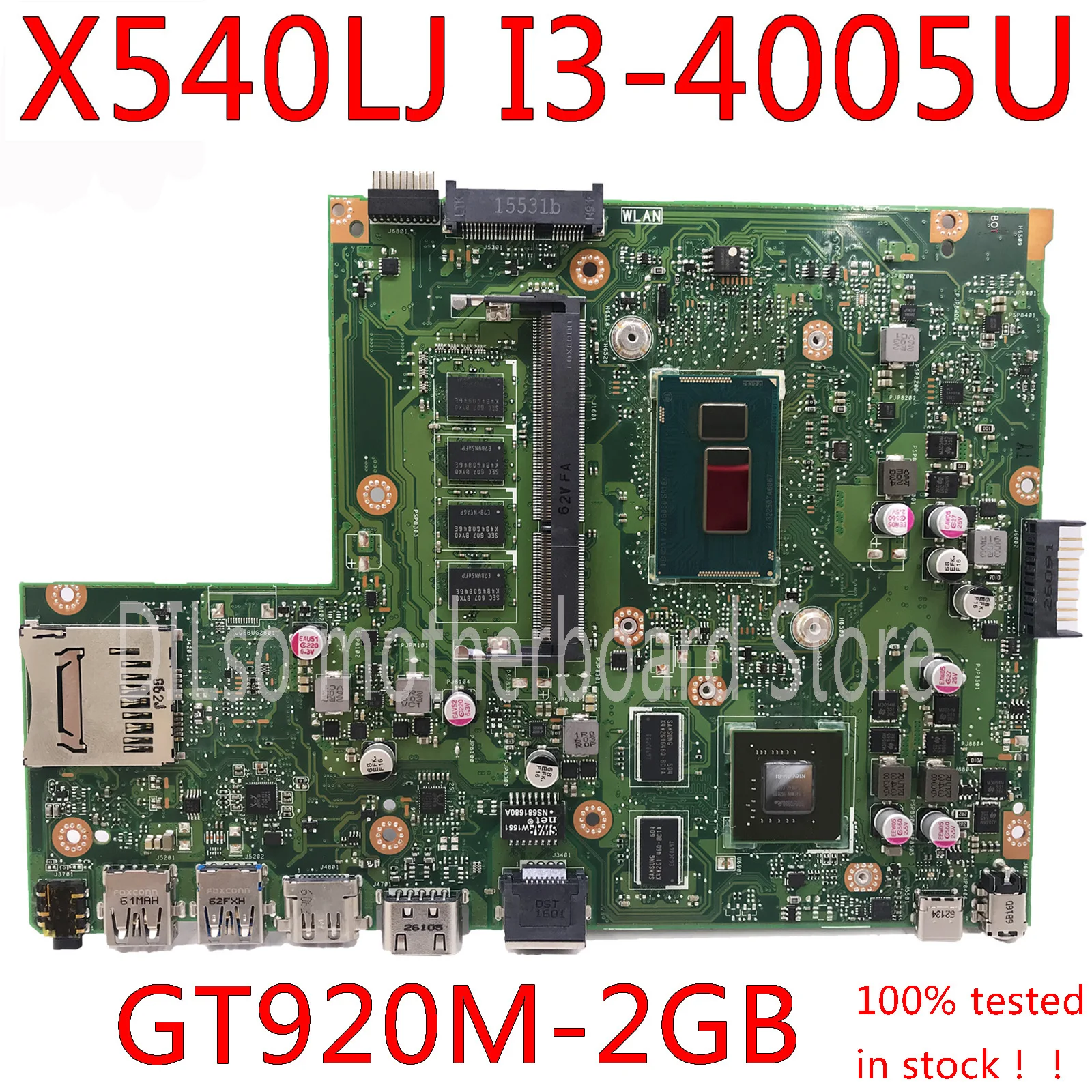 

KEFU X540LJ Motherboard For ASUS X540L F540L X540LJ X540L Laptop Motherboard 4G-RAM I3-4005U GT920M Test beFore shipping 100%