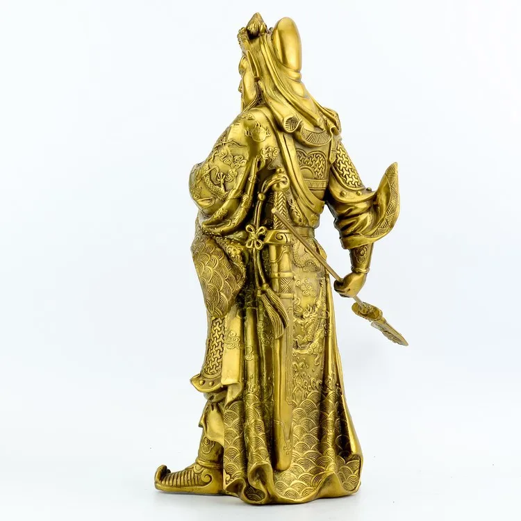 63 см Китай Бронза Медь Будда Шакьямуни Статуя Дракона guan Gong Yu меч статуя Будды |