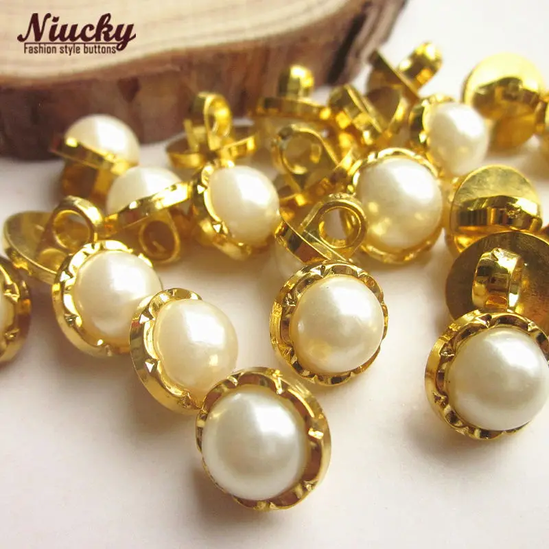 Niucky 11 мм/10 мм с золотистыми краями жемчужная рубашка пуговицы для пришивания
