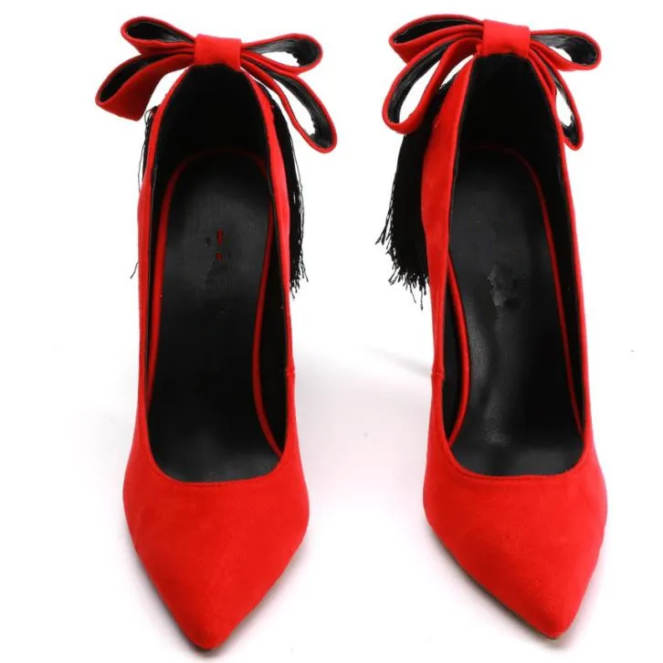 2018 Autumn New Women Shoes Sexy High Heels Red Butterfly-knot Ladies Thin Prom Party Zapatos De Mujer | Обувь