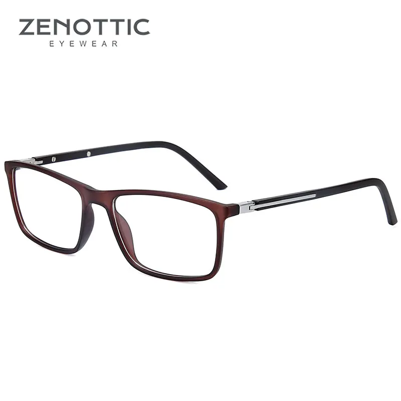 Очки ZENOTTIC, оправа, мужские очки, квадратные, модные, оптические, по рецепту, очки для чтения, прогрессивные очки BT2201 - Цвет оправы: Brown