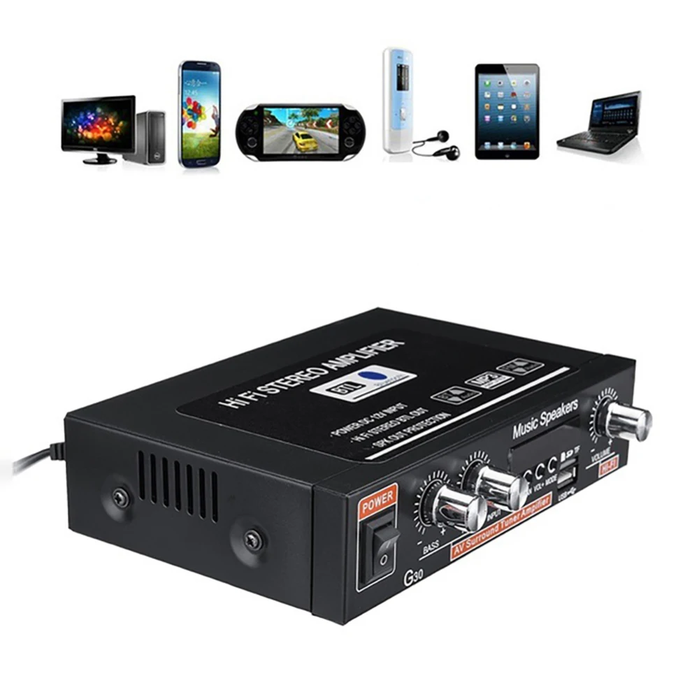 Автомобильный аудио усилитель мощности G30 HIFI Bluetooth fm-радиоприемник поддержка SD USB DVD MP3 с пультом дистанционного управления