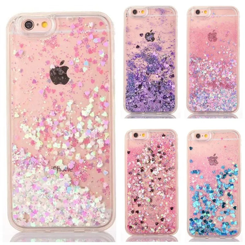 Блеск сердце любовь Жидкий чехол СПС Coque iphone 8 7 6S Чехлы для принципиально Apple IPhone