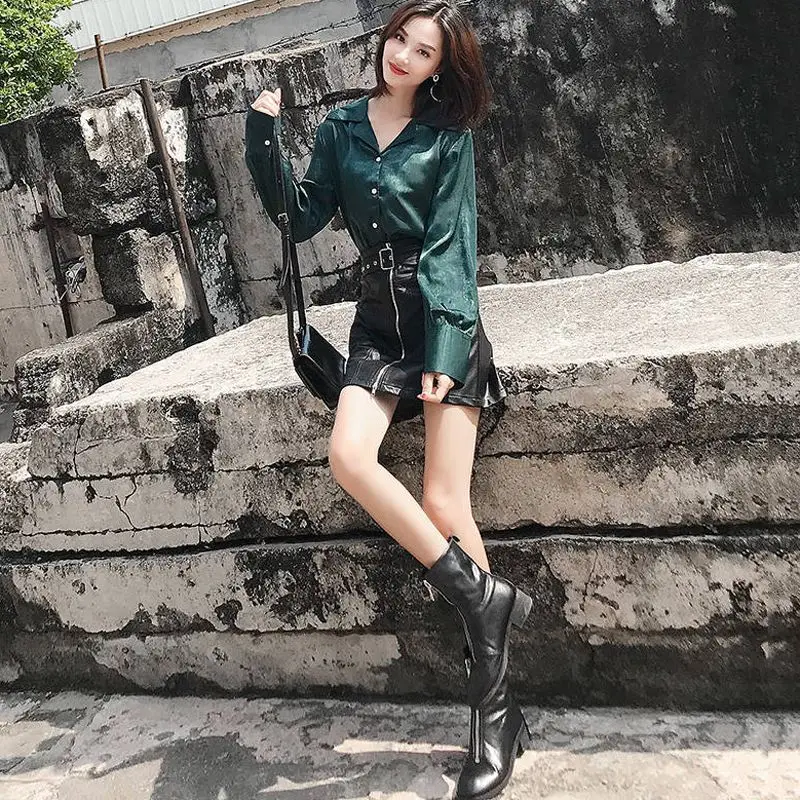 Женский кожаный спортивный костюм винтажный комплект из 2 предметов юбка с