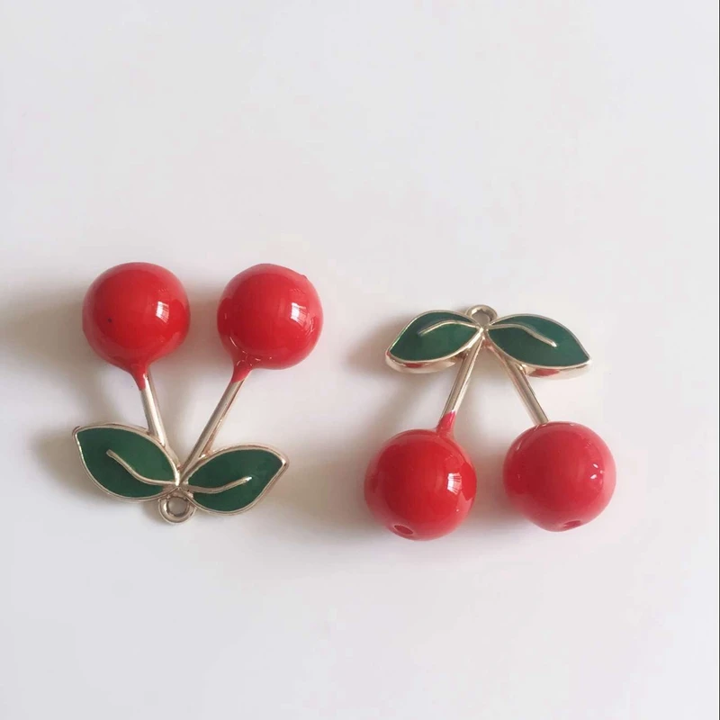 27*25 мм 20 шт./упак. глазированные золотые подвески KC с красными вишневыми бусинами