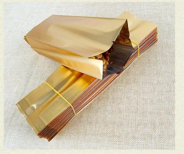 100 шт./лот упаковочная сумка для чая и кофе из золотой алюминиевой фольги/мешок