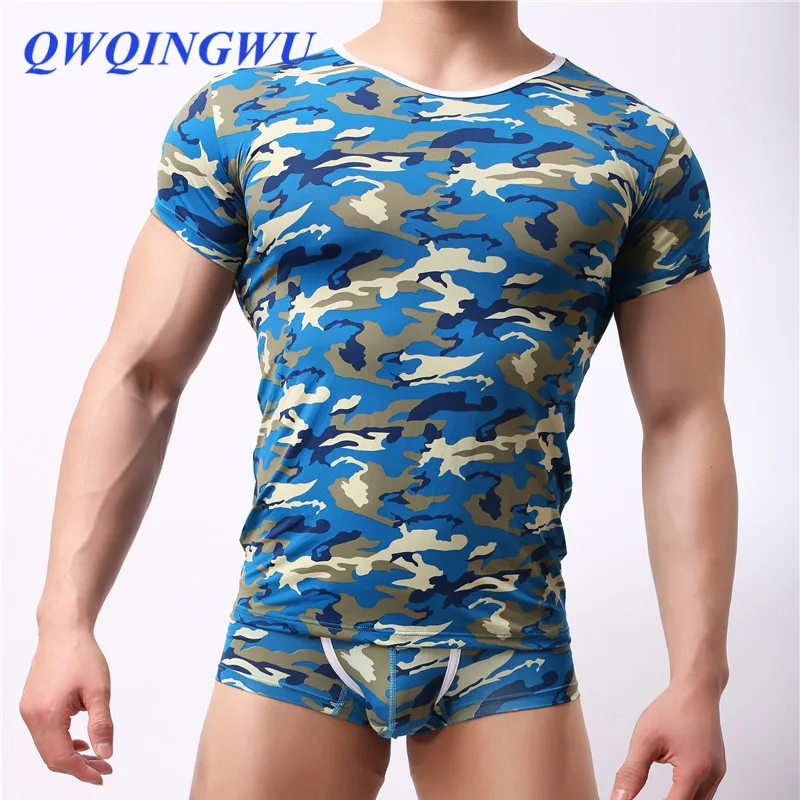 Men's Undershirts Male Short Sleeves Clothing Men O-neck Slim Thin Man Undershirt Tank Tops T-shirt Camouflage Undershirt