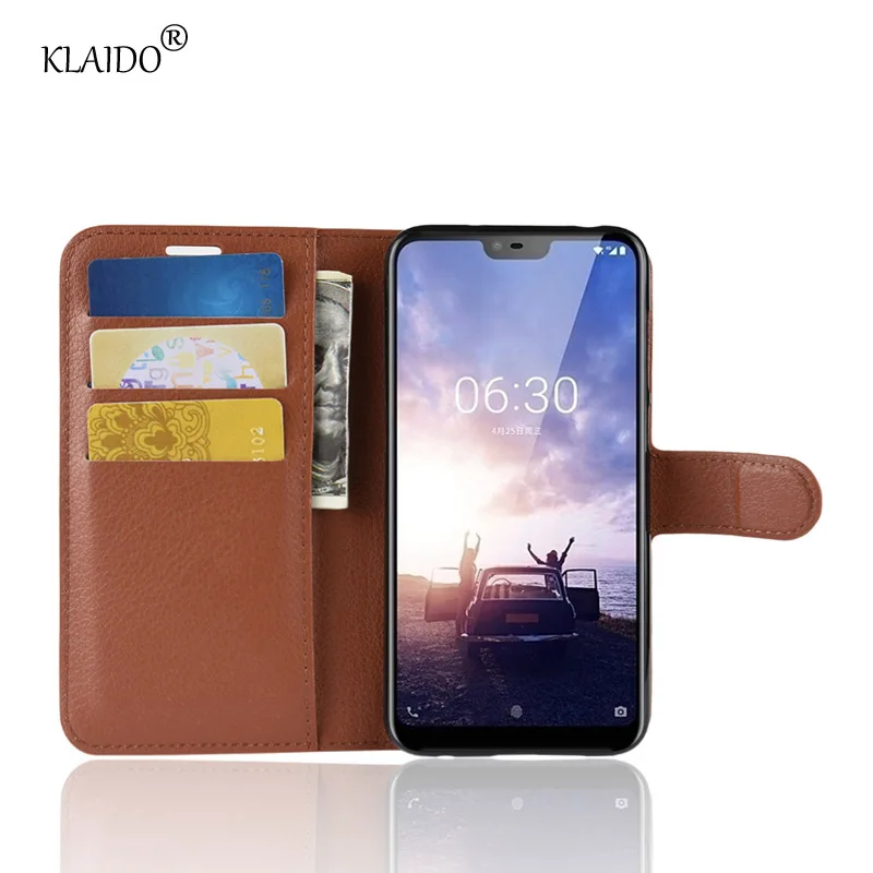 Кошелек кожаный чехол для телефона Nokia X6 слот карты PU случае KLAIDO Высокое качество