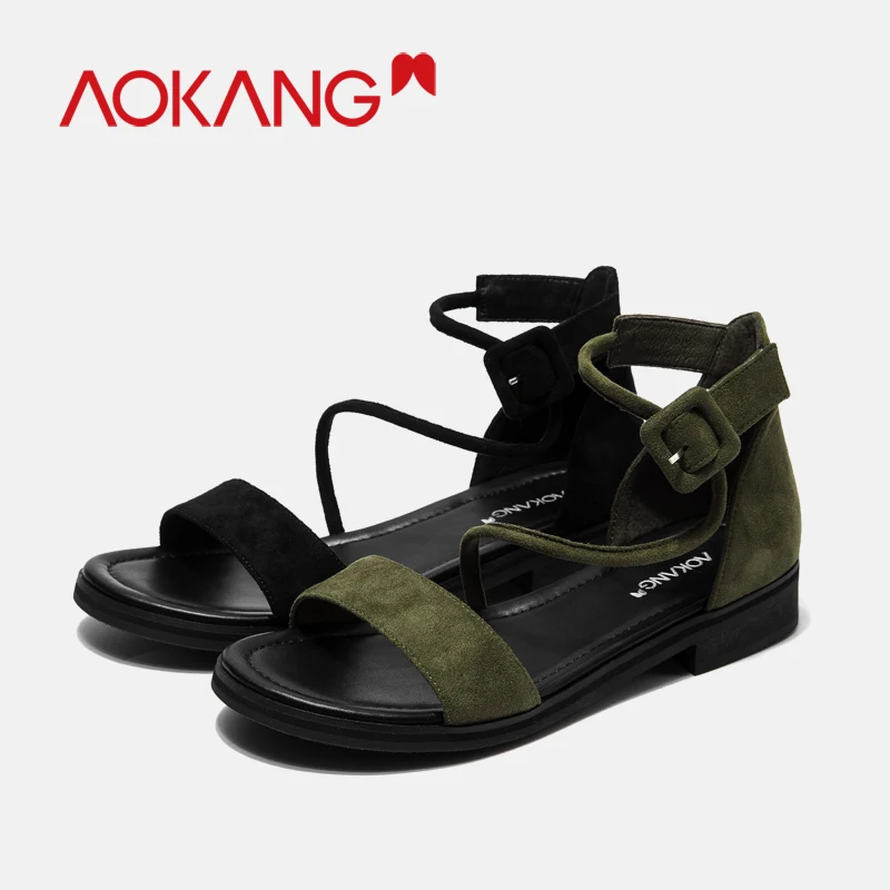 AOKANG Shoes Woman Sandals Summer Ankle Strap Open Toe Platform Wedge riband Gladiator Zipper Rome Women | Обувь