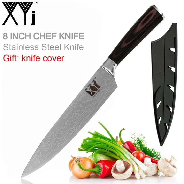 KnifeXCover Style5 XYj поварской нож Профессиональный поварской нож инструмент 8 дюймов 7cr17 кухонный нож из нержавеющей стали эргономичная ручка Подарочный нож чехол принадлежности - Цвет: KnifeXCover Style5