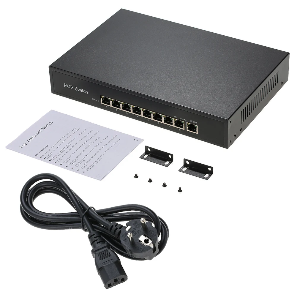 1 + 8 портов 100 Мбит/с PoE выключатель инъектор питания по Ethernet IEEE 802.3af для камер AP VoIP