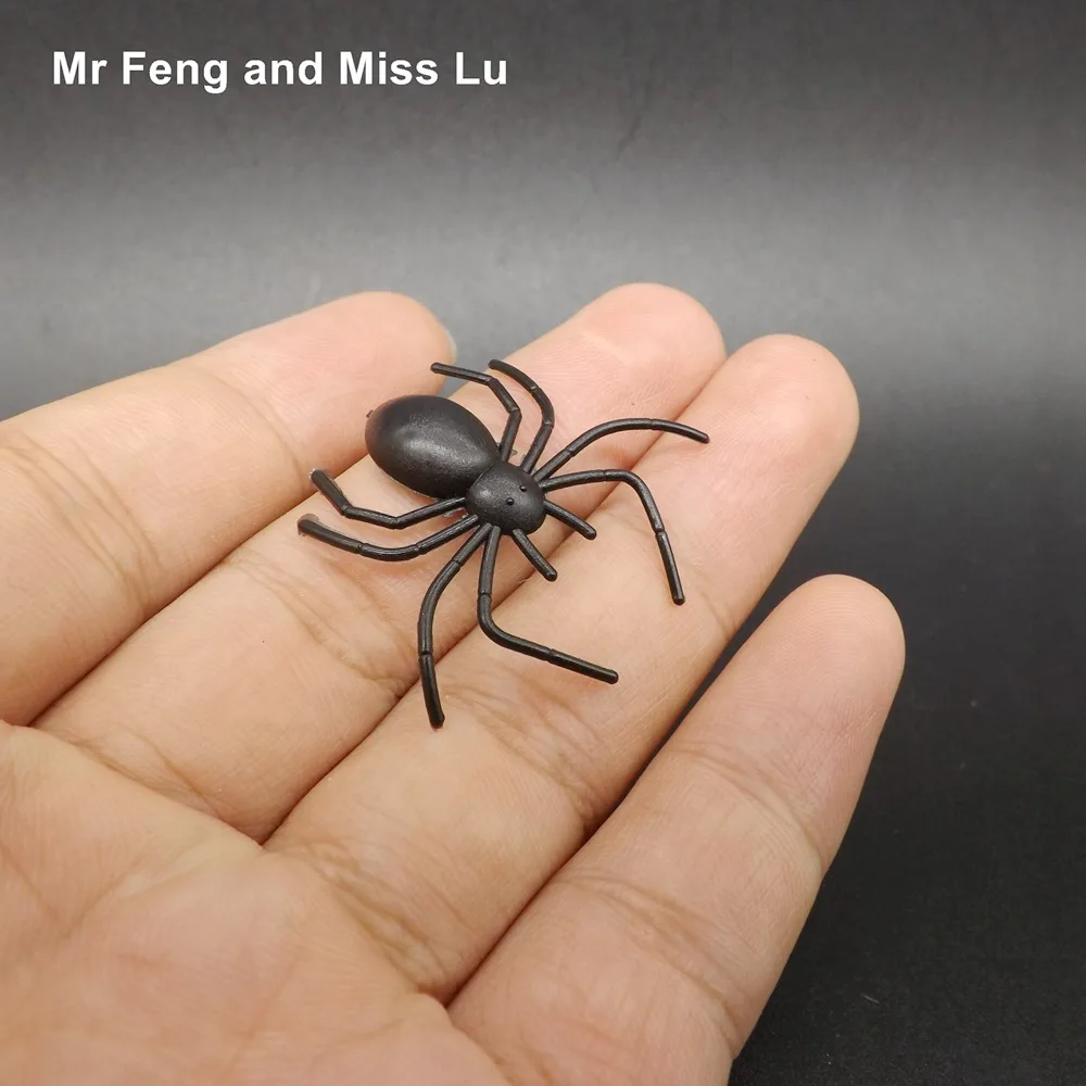 Хэллоуин Пластиковый черный паук крошечные шуточные игрушки украшение